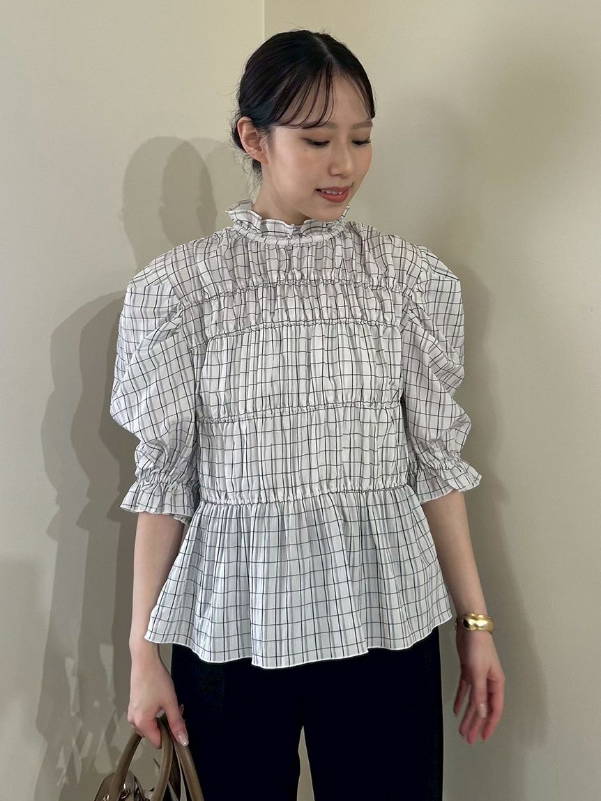 Mila Owen「シャーリングペプラムフリルブラウス」|シャツ・ブラウス|