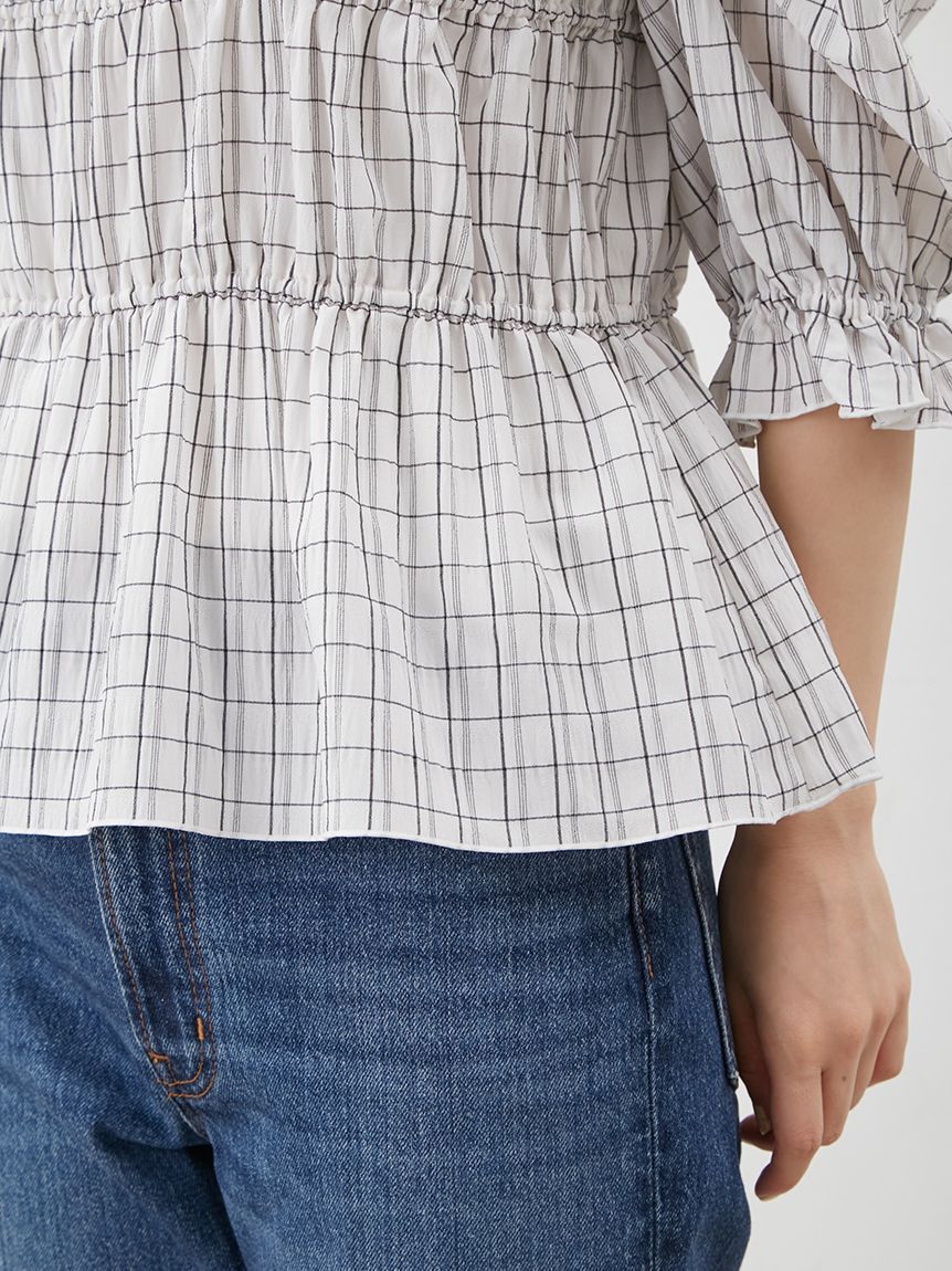 Mila Owen「シャーリングペプラムフリルブラウス」|シャツ・ブラウス|