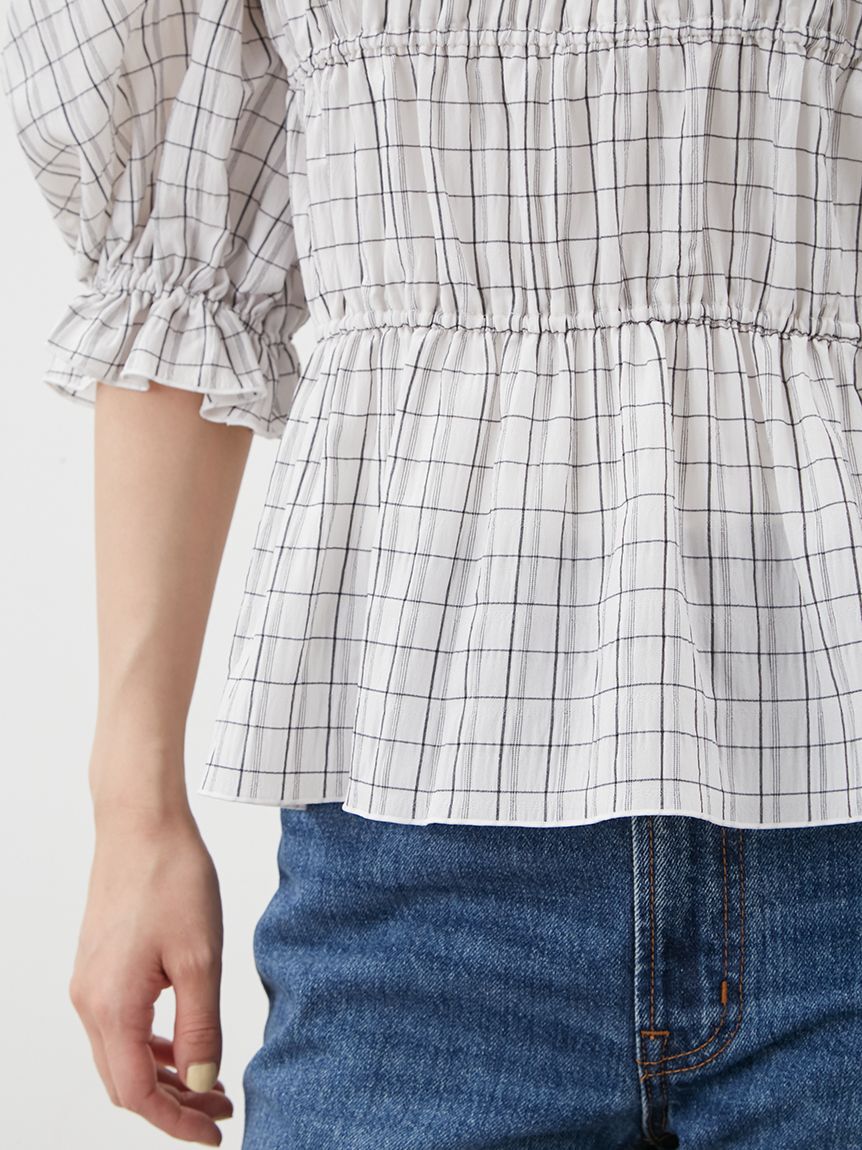 Mila Owen「シャーリングペプラムフリルブラウス」|シャツ・ブラウス|