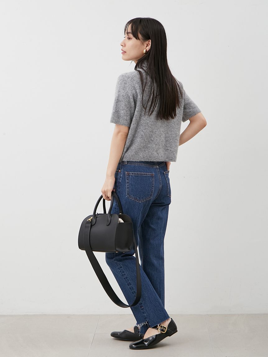 Mila Owen「ポロ衿クロップド丈モヘアニットトップス」|ニット・セーター|