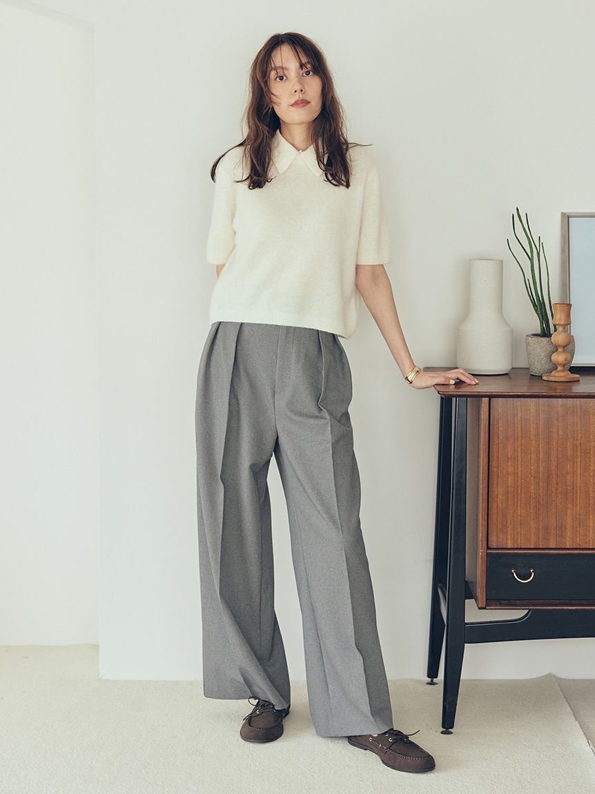 Mila Owen「ポロ衿クロップド丈モヘアニットトップス」|ニット・セーター|