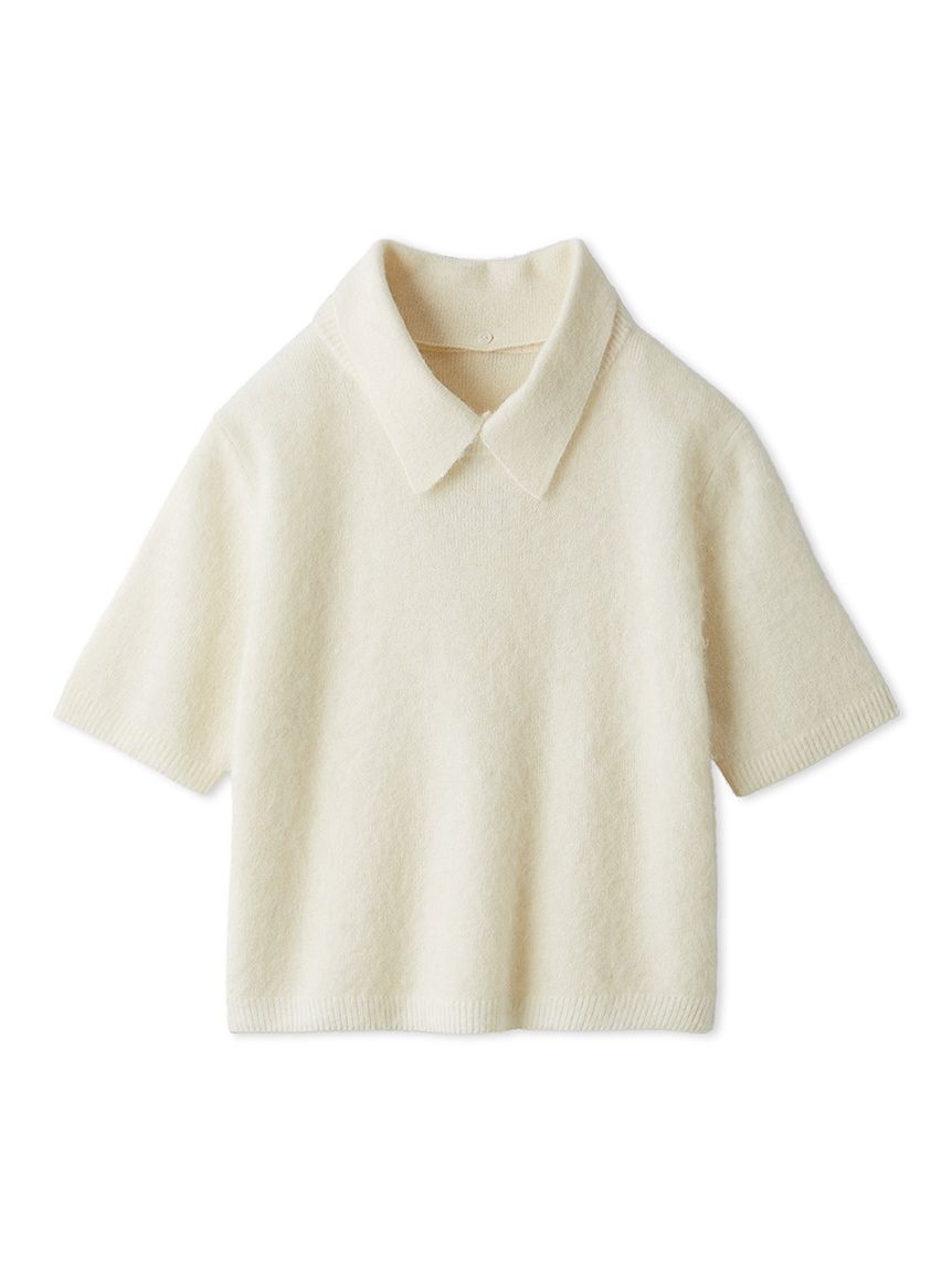 Mila Owen「ポロ衿クロップド丈モヘアニットトップス」|ニット・セーター|