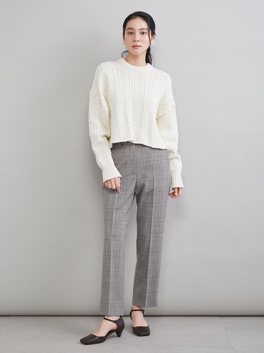 Mila Owen「後ろゴムテーパードチェックパンツ」|チノ|