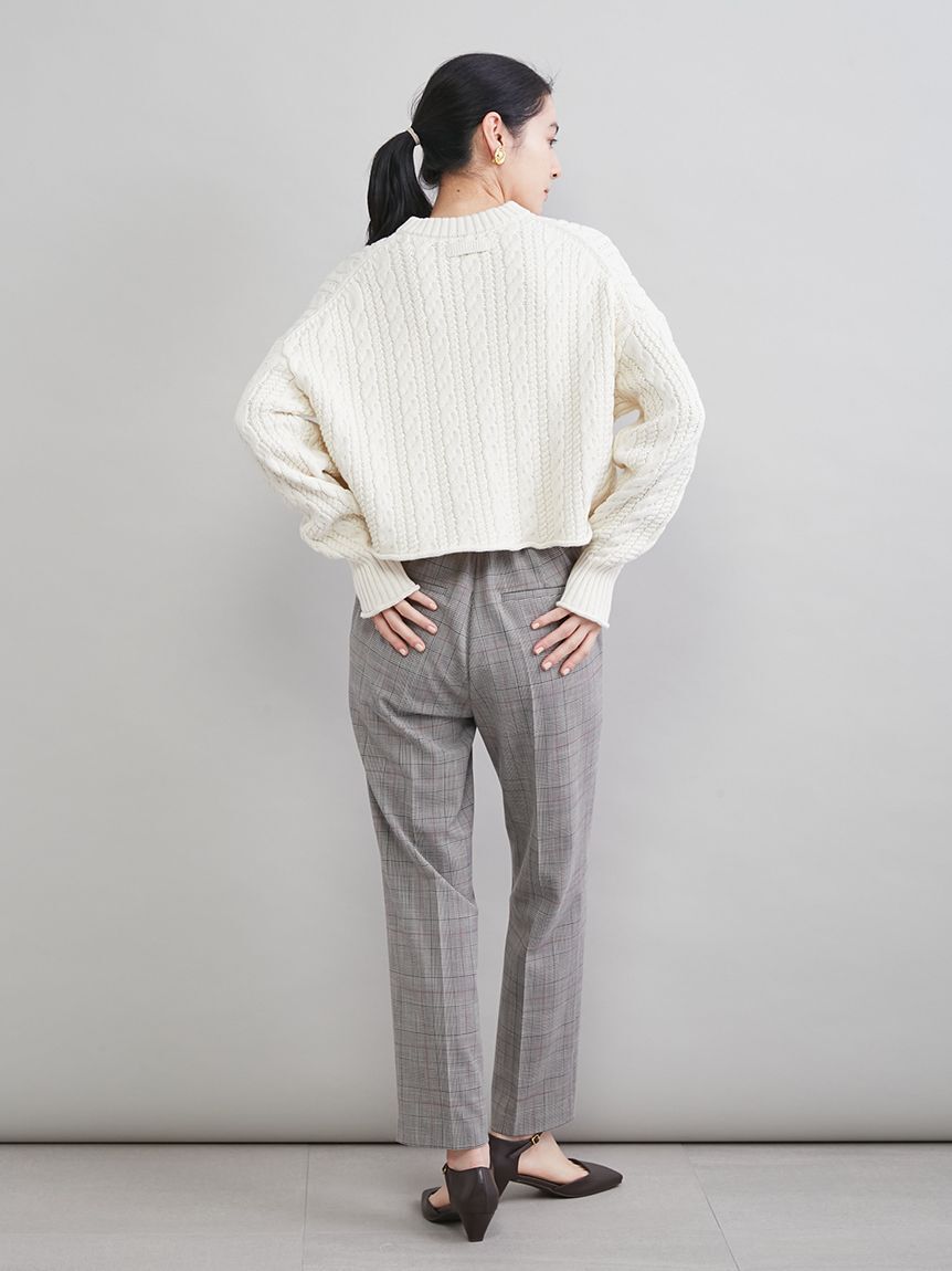 Mila Owen「後ろゴムテーパードチェックパンツ」|チノ|