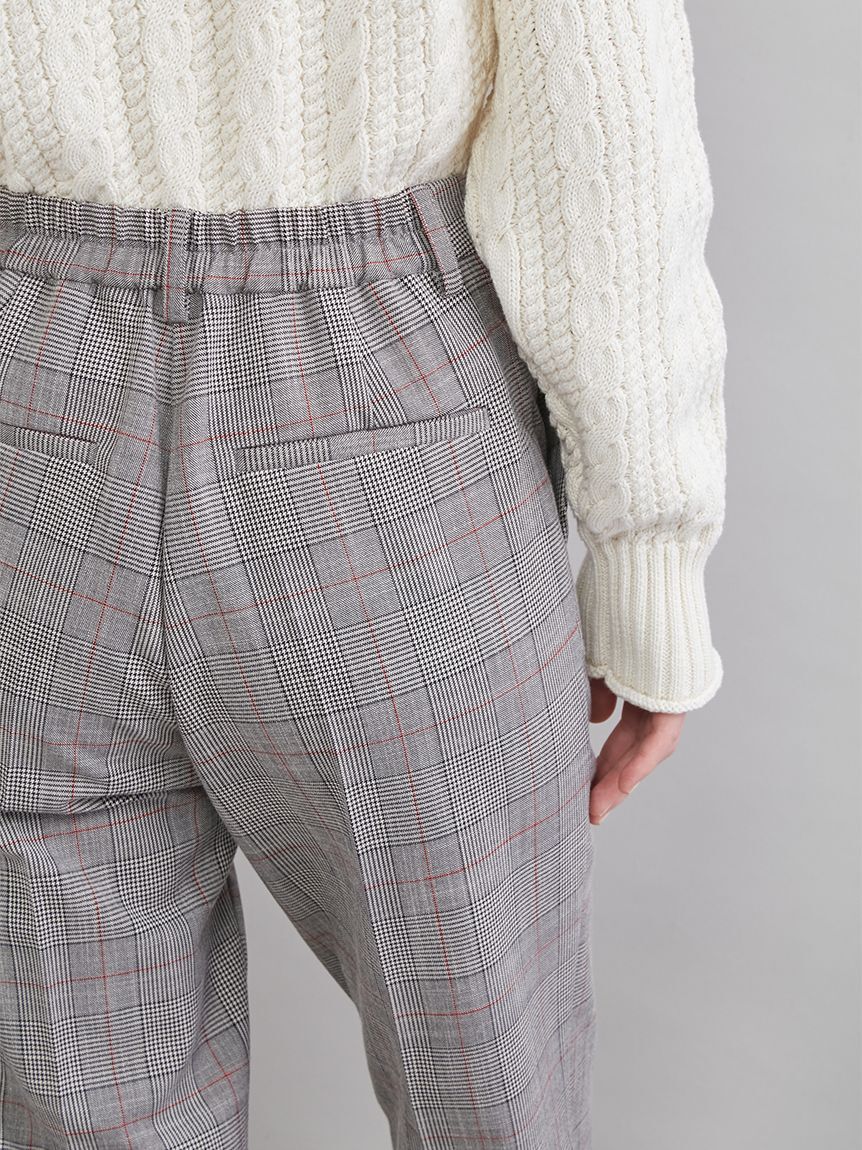 Mila Owen「後ろゴムテーパードチェックパンツ」|チノ|