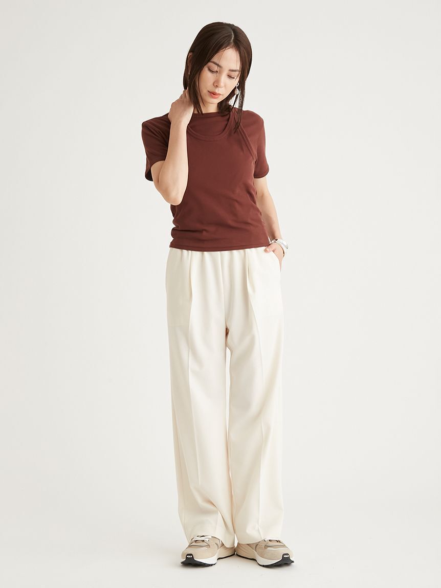 emmi atelier「emmi ジャガードゴムタックパンツ」|チノ|