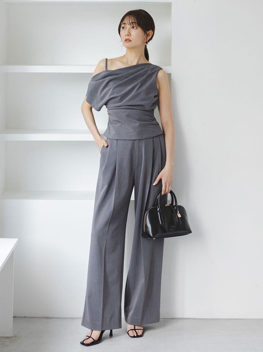 SNIDEL「ワイドロングパンツ」|チノ|GRY