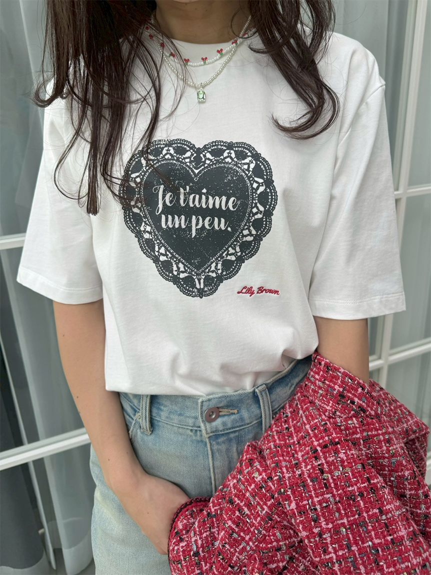 LILY BROWN「ハートモチーフプリントTシャツ」|Tシャツ・カットソー|WHT