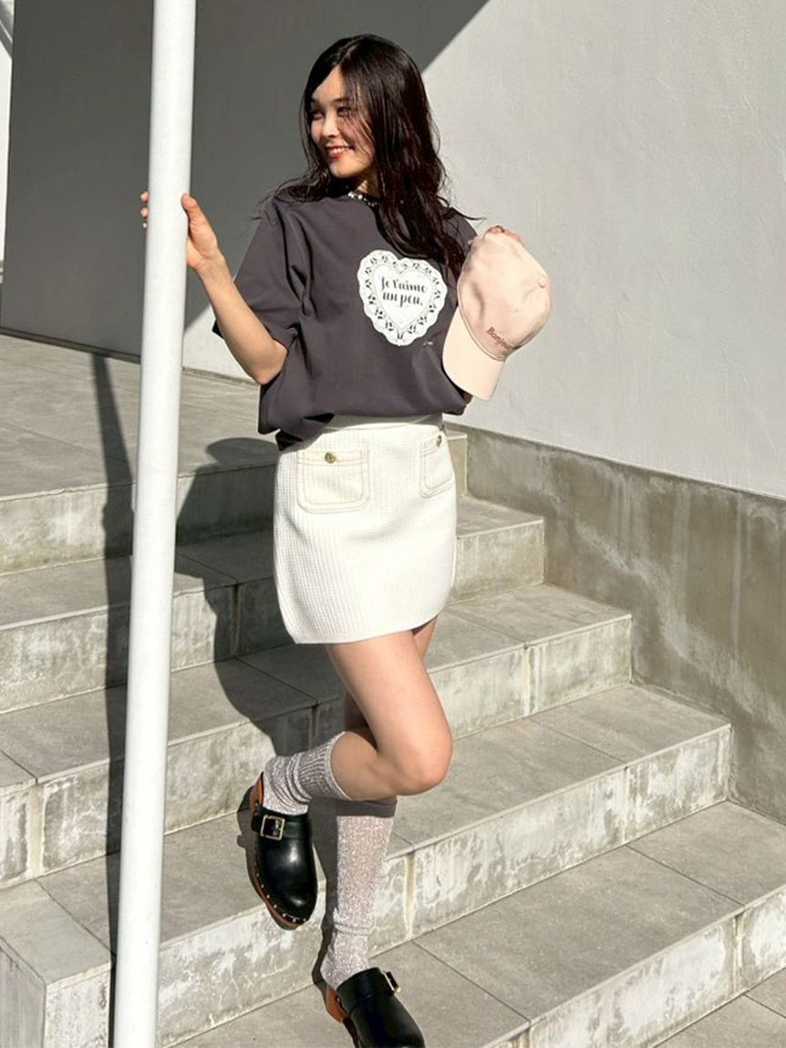 LILY BROWN「ハートモチーフプリントTシャツ」|Tシャツ・カットソー|