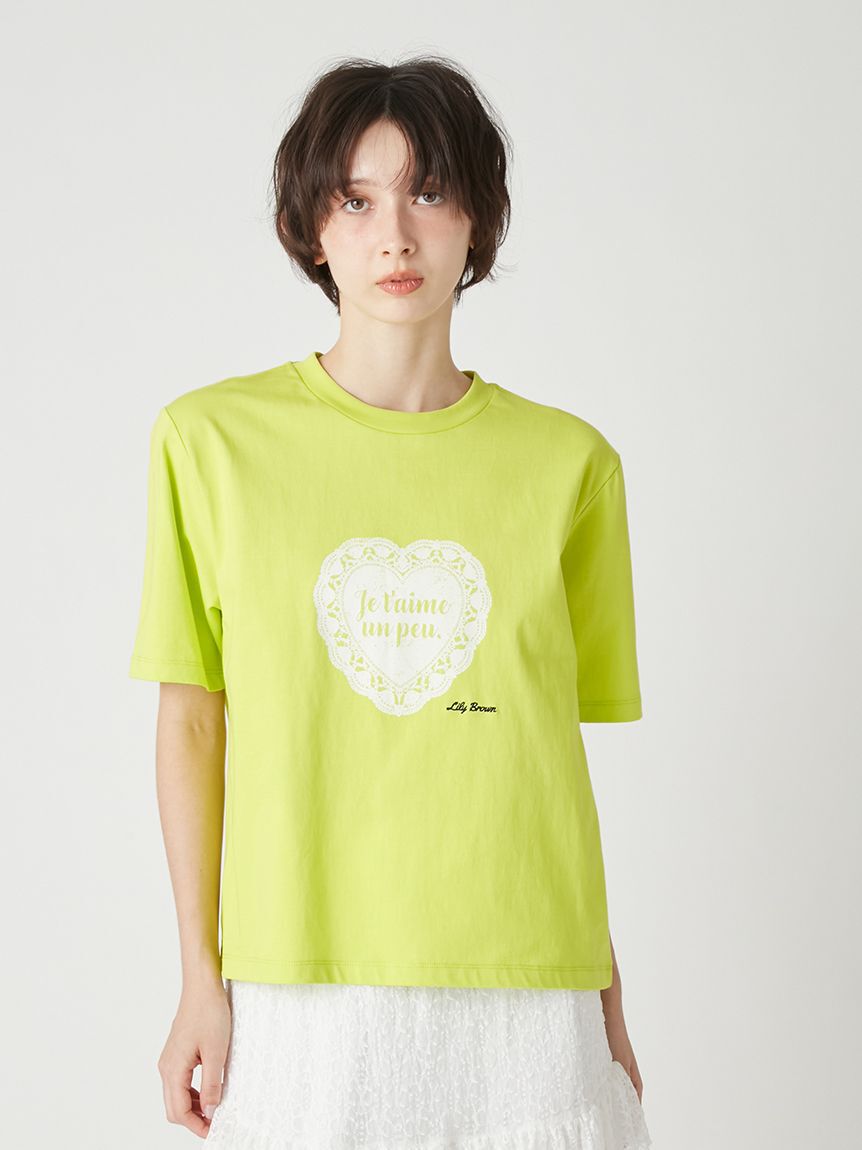 LILY BROWN「ハートモチーフプリントTシャツ」|Tシャツ・カットソー|