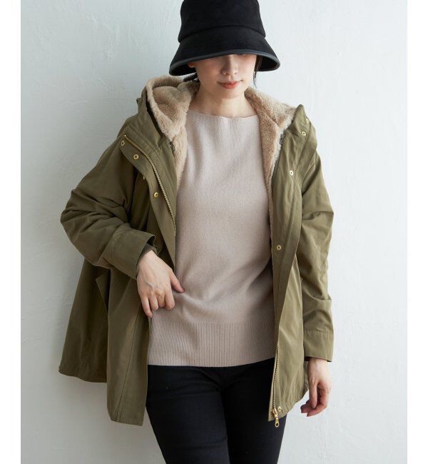 ikka「【雑誌InRed12月号掲載】 ファーライナー3WAYミドルマウンテンパーカー」|ブルゾン・スタジャン|