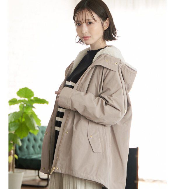 ikka「【雑誌InRed12月号掲載】 ファーライナー3WAYミドルマウンテンパーカー」|ブルゾン・スタジャン|