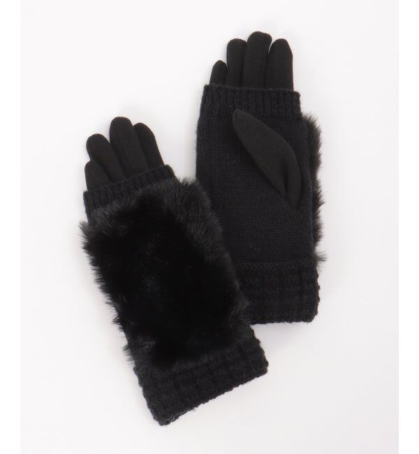 ikka「3WAYエコファー&ニットグローブ」|手袋|