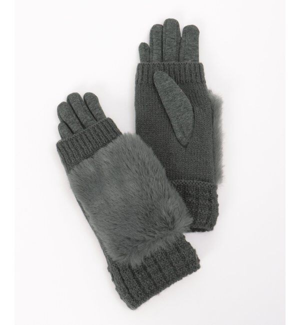 ikka「3WAYエコファー&ニットグローブ」|手袋|