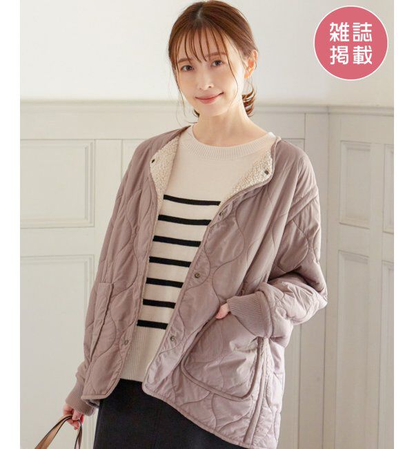 ikka「キルトボアリバーシブルブルゾン」|ブルゾン・スタジャン|ローズピンク