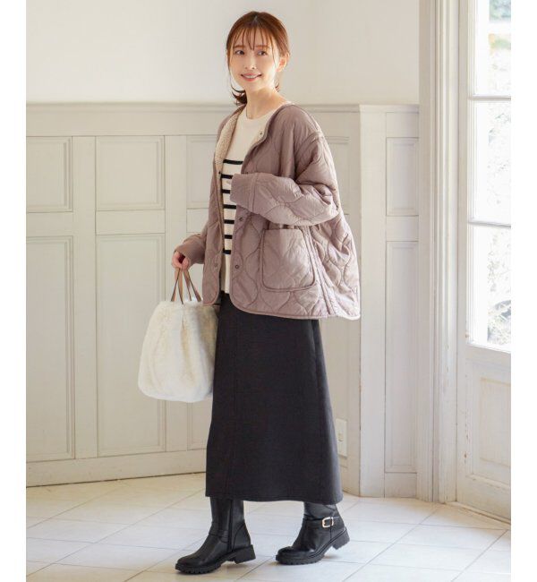 ikka「キルトボアリバーシブルブルゾン」|ブルゾン・スタジャン|