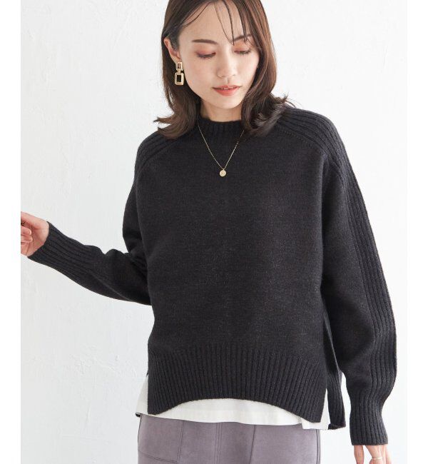 ikka「サイドスリットニットプルオーバー」|プルオーバー|