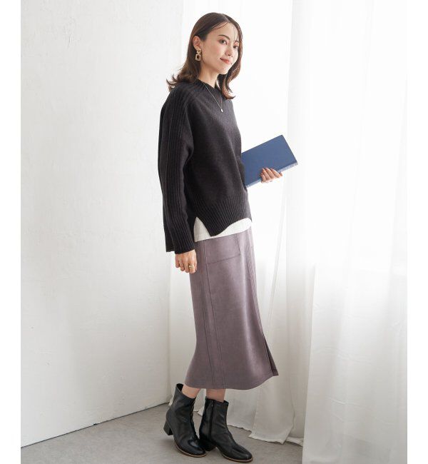 ikka「サイドスリットニットプルオーバー」|プルオーバー|