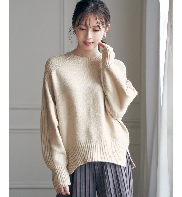 ikka「サイドスリットニットプルオーバー」|プルオーバー|