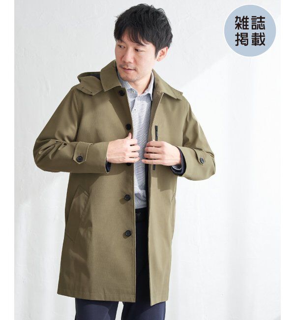 IKKA LOUNGE「【雑誌MonoMax4月号掲載】撥水ピケフードステンカラーコート」|その他|ベージュ