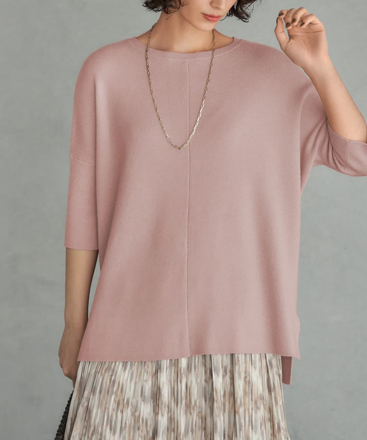 STYLE DELI「ソフトタッチ◆８分袖ドルマンニットトップス」|ニット・セーター|ピンク