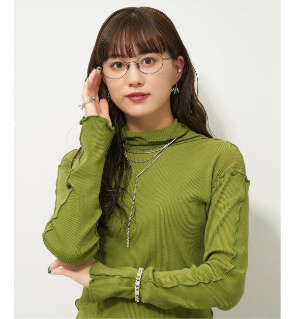  「【LOVE BY e.m.コラボ】&ldquo;staccato&rdquo;｜オーバル型メタルフレーム｜Zoff｜LOVE BY e.m. レンズ交換券付」|メガネ|シルバー