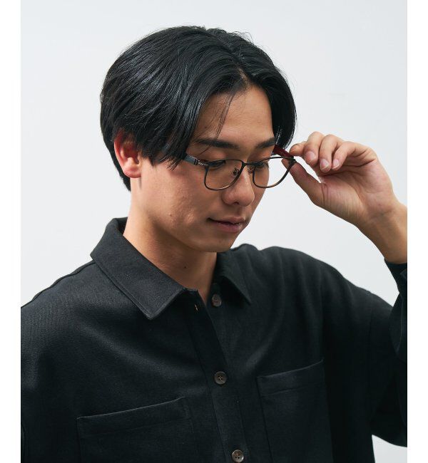  「ボストン型 メガネ | レザー調 ラバーテンプル 眼鏡 伊達メガネ 度付き CLASSIC レンズ交換券付」|メガネ|