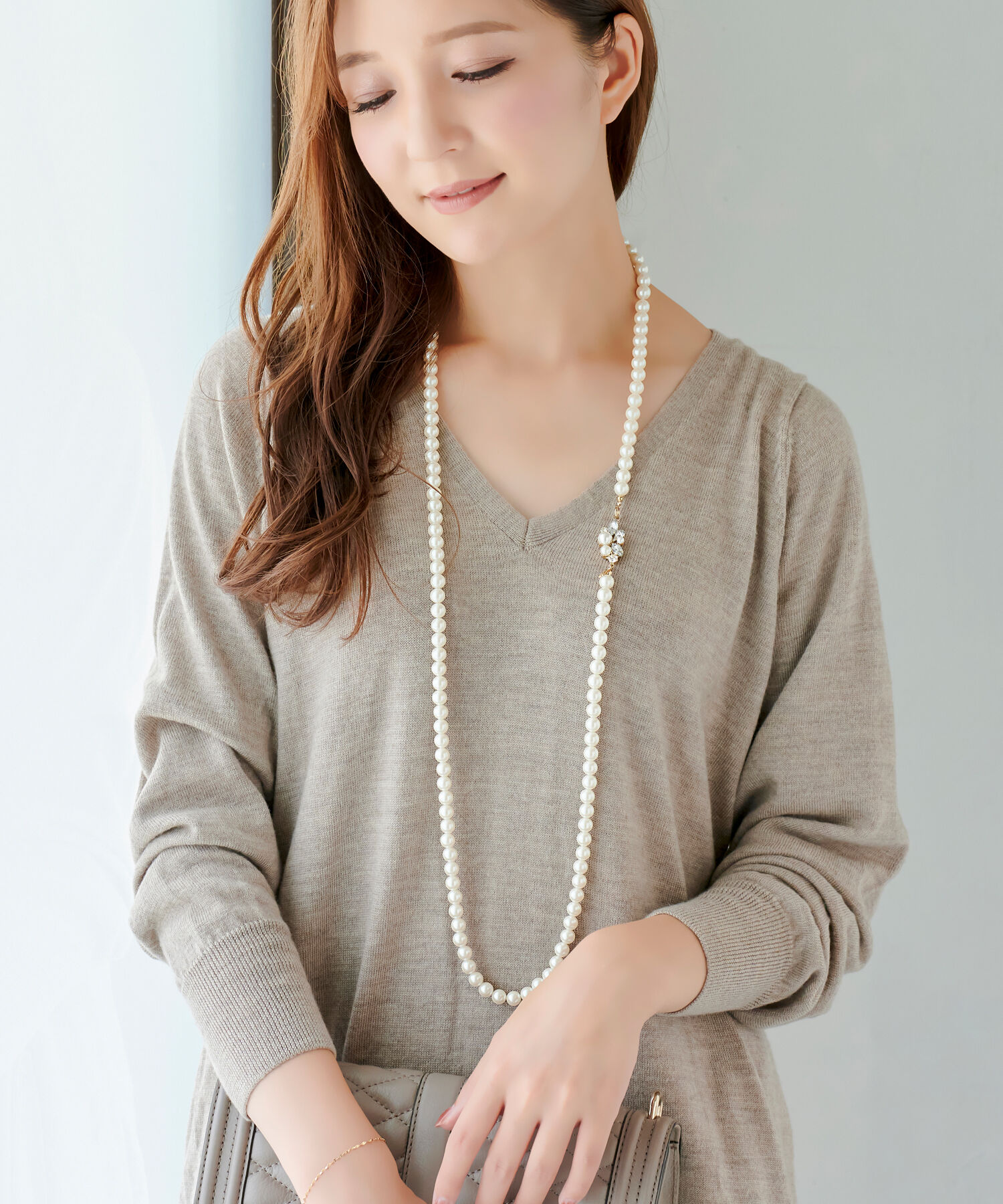 Phoebe「ブルーミングロングパールネックレス　セレモニー/入学式/卒業式/式典/連パール」|ネックレス|