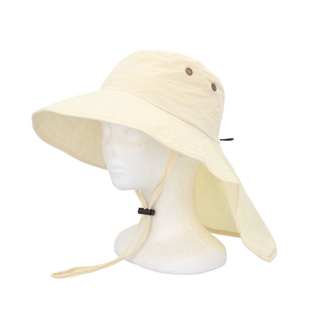 BACKYARD FAMILY「ハット 帽子 レディース 通販 サファリハット たれ付き あご紐付き シンプル 無地 ナイロン」|ハット|ホワイト1