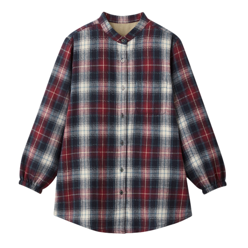 BACKYARD FAMILY「チェックシャツ 裏フリースシャツ 通販 レディース シャツ 長袖 アウター オフィス ビジネス」|シャツ・ブラウス|レッド1