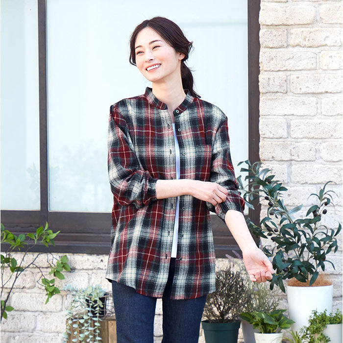 BACKYARD FAMILY「チェックシャツ 裏フリースシャツ 通販 レディース シャツ 長袖 アウター オフィス ビジネス」|シャツ・ブラウス|