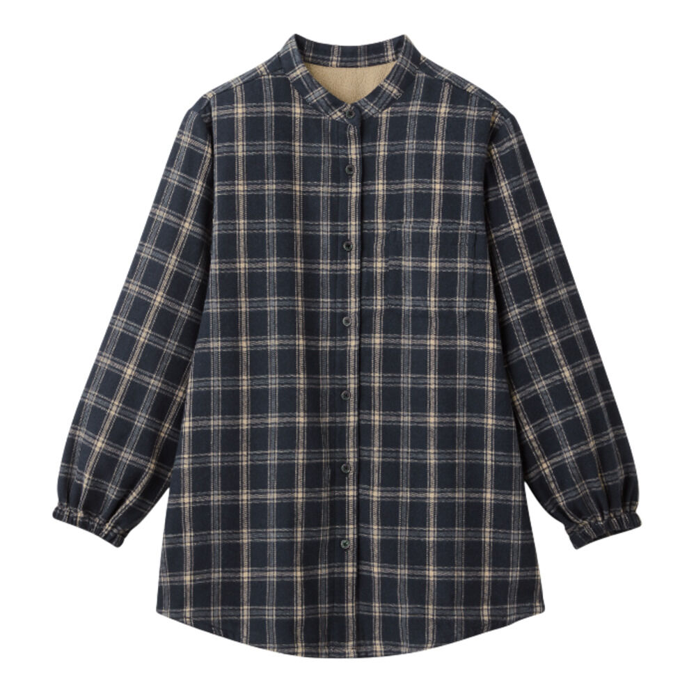 BACKYARD FAMILY「チェックシャツ 裏フリースシャツ 通販 レディース シャツ 長袖 アウター オフィス ビジネス」|シャツ・ブラウス|ブルー1
