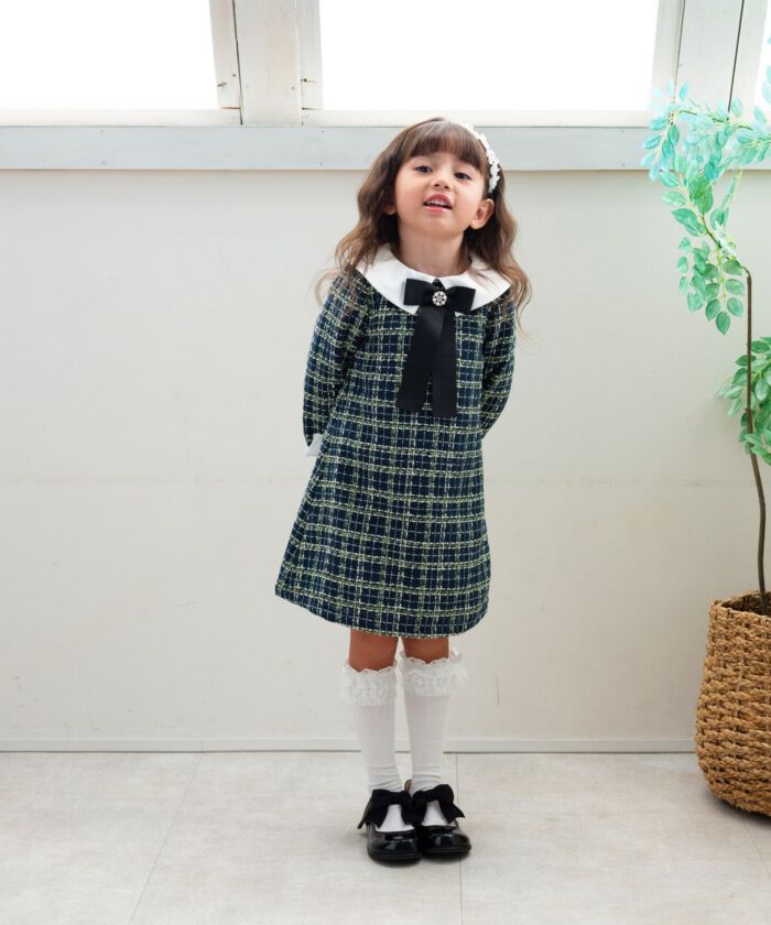 BACKYARD FAMILY「Rora ワンピース 通販 パハリータ ブローチ付きワンピース 子供服 ワンピ 長袖」|その他|