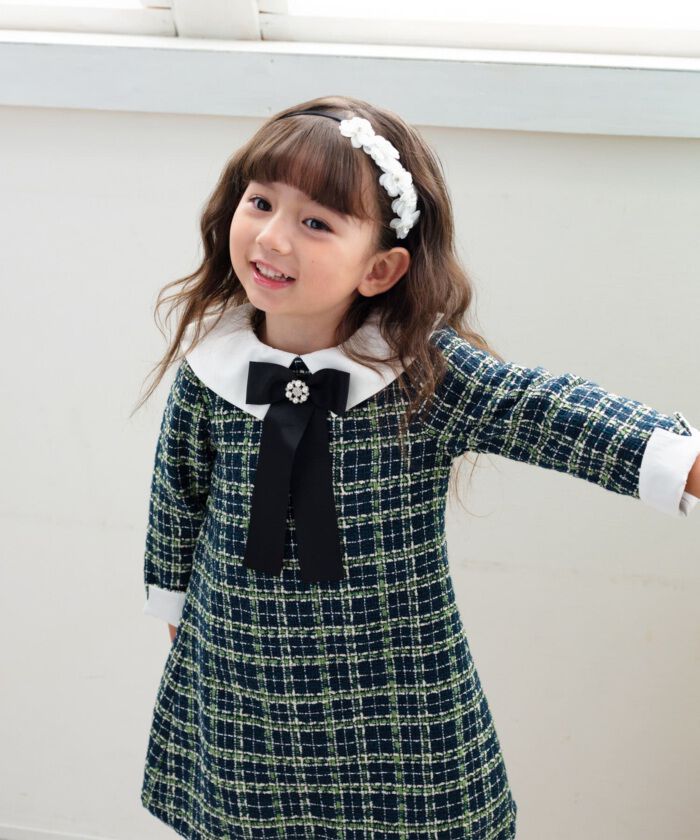 BACKYARD FAMILY「Rora ワンピース 通販 パハリータ ブローチ付きワンピース 子供服 ワンピ 長袖」|その他|