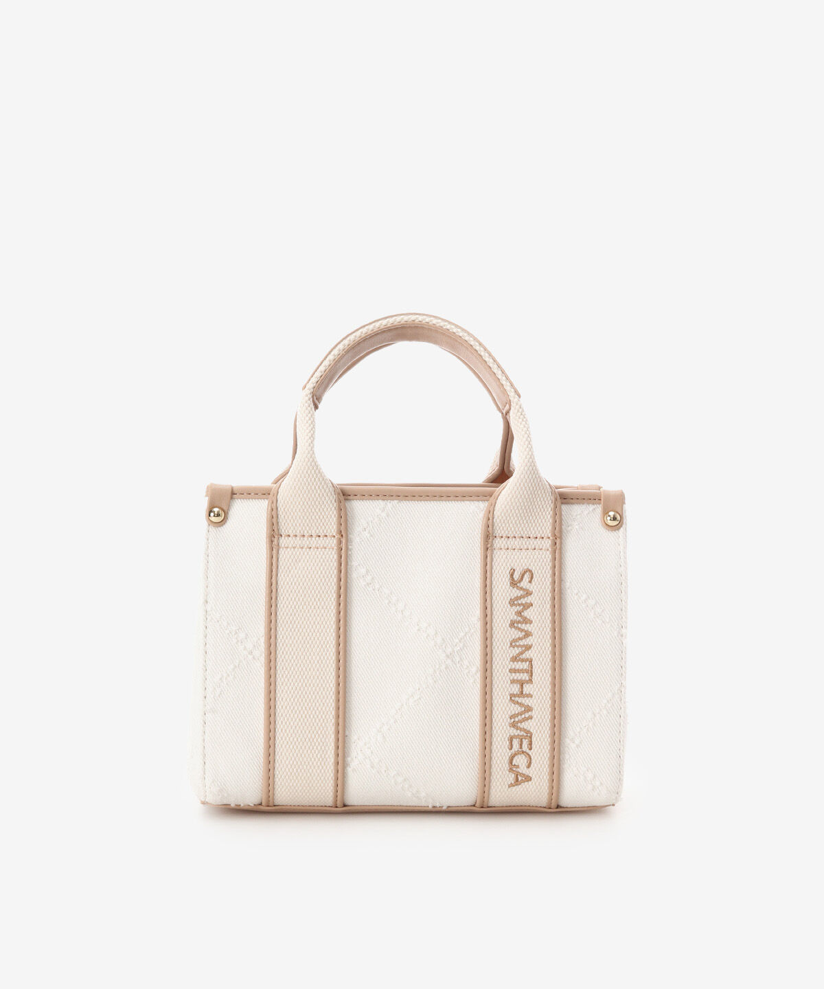 Samantha Vega「ロゴテープデニム風トート（ミニ）」|ショルダー・メッセンジャー|ホワイト