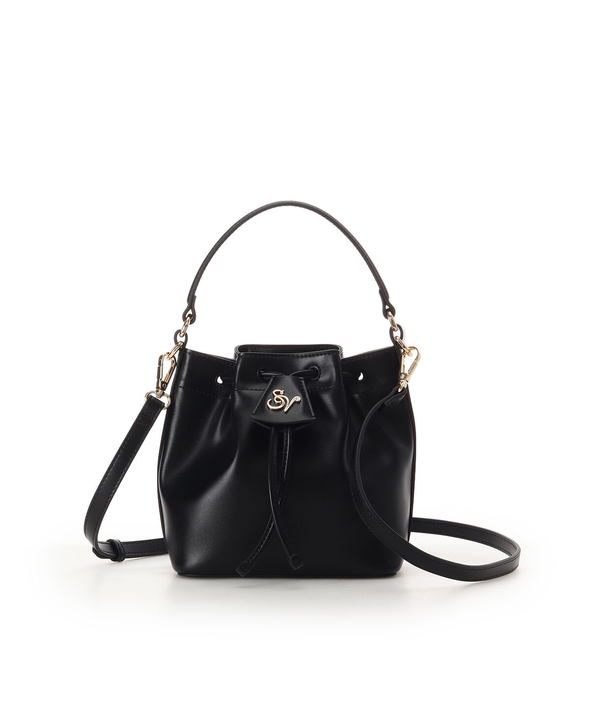 Samantha Vega「ロゴ金具巾着バッグ」|ショルダー・メッセンジャー|ブラック