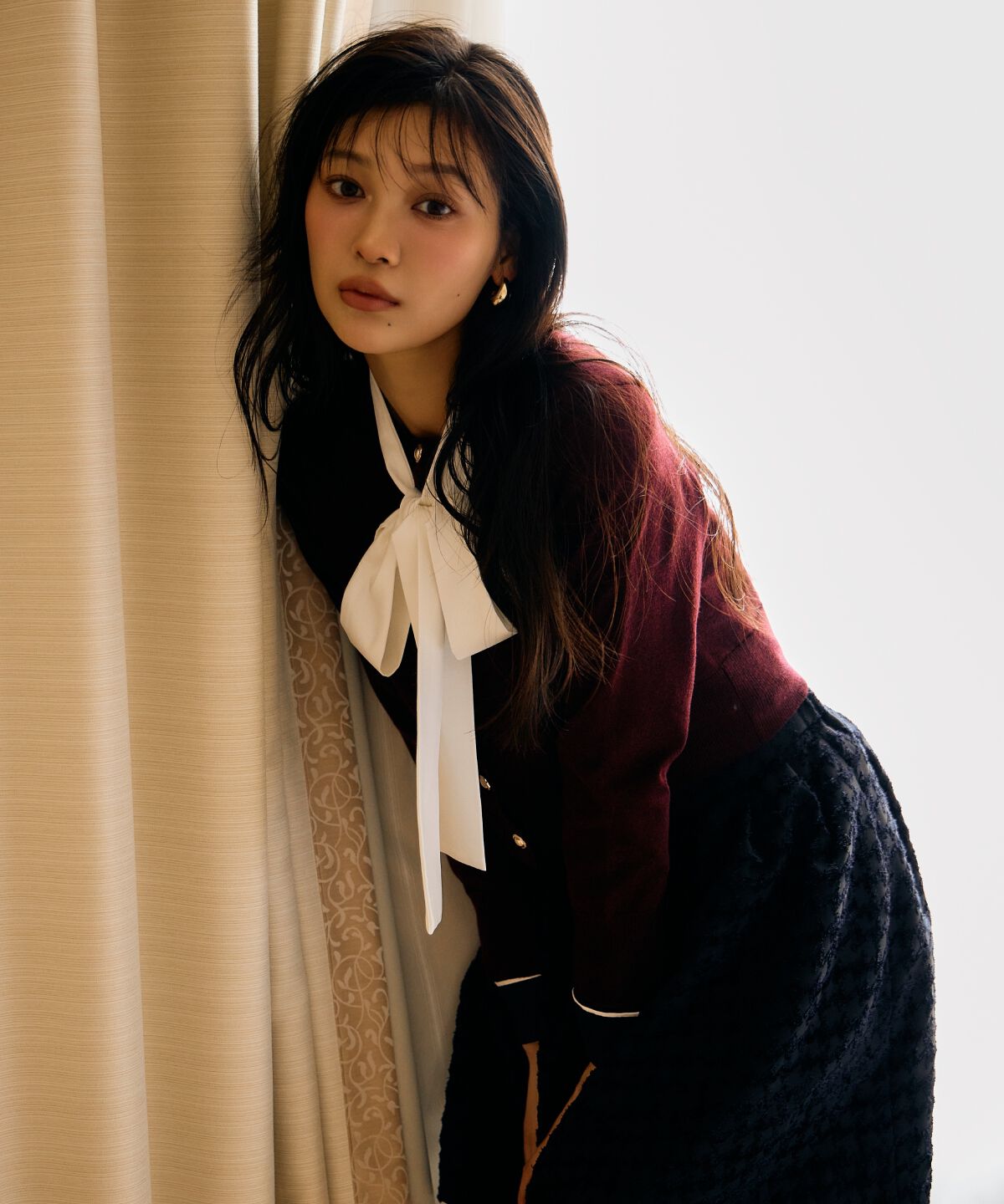 アンドクチュール「刺繍クルーネックカーディガン」|カーディガン|