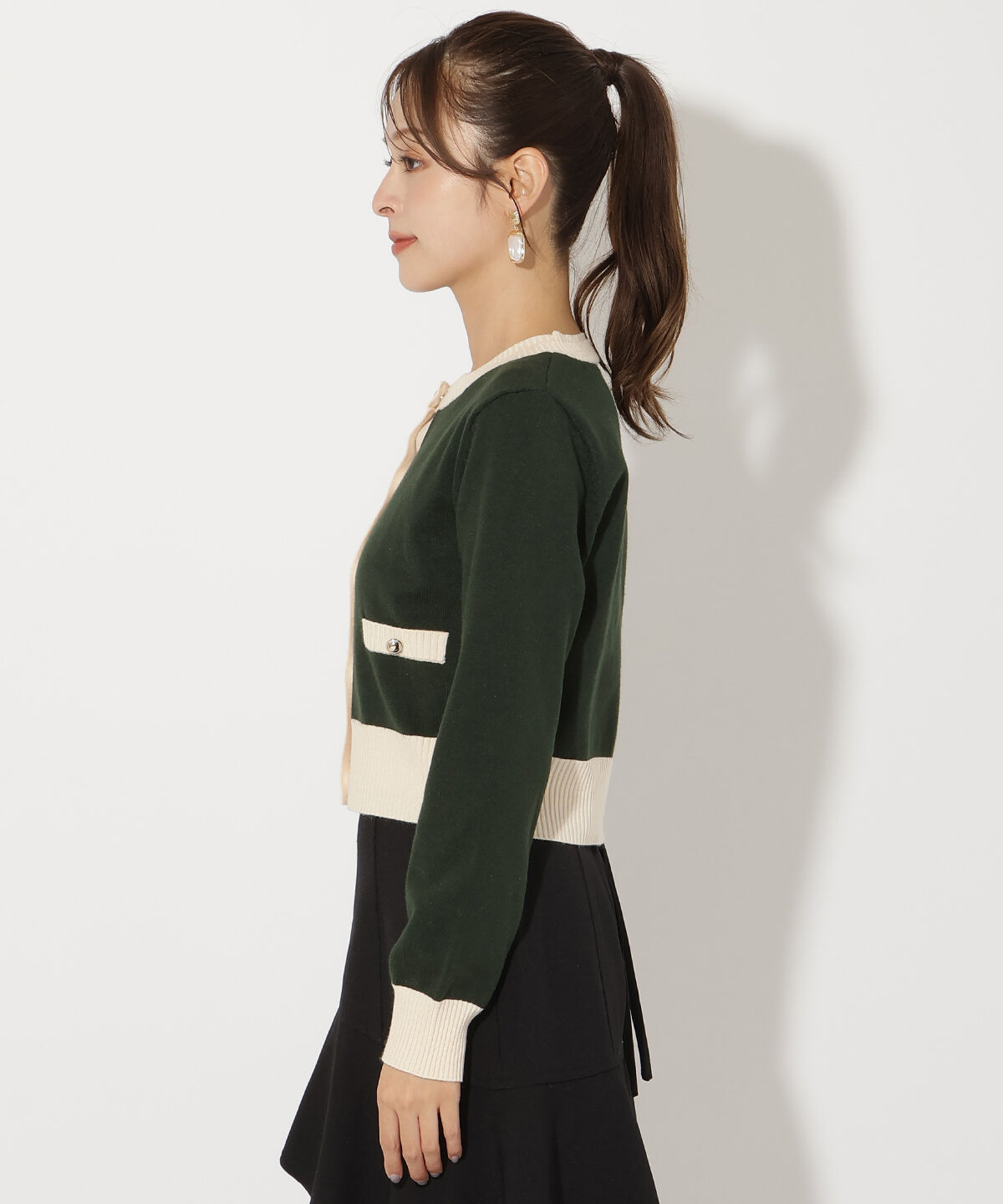 アンドクチュール「バイカラーアンサンブルニット」|カーディガン|