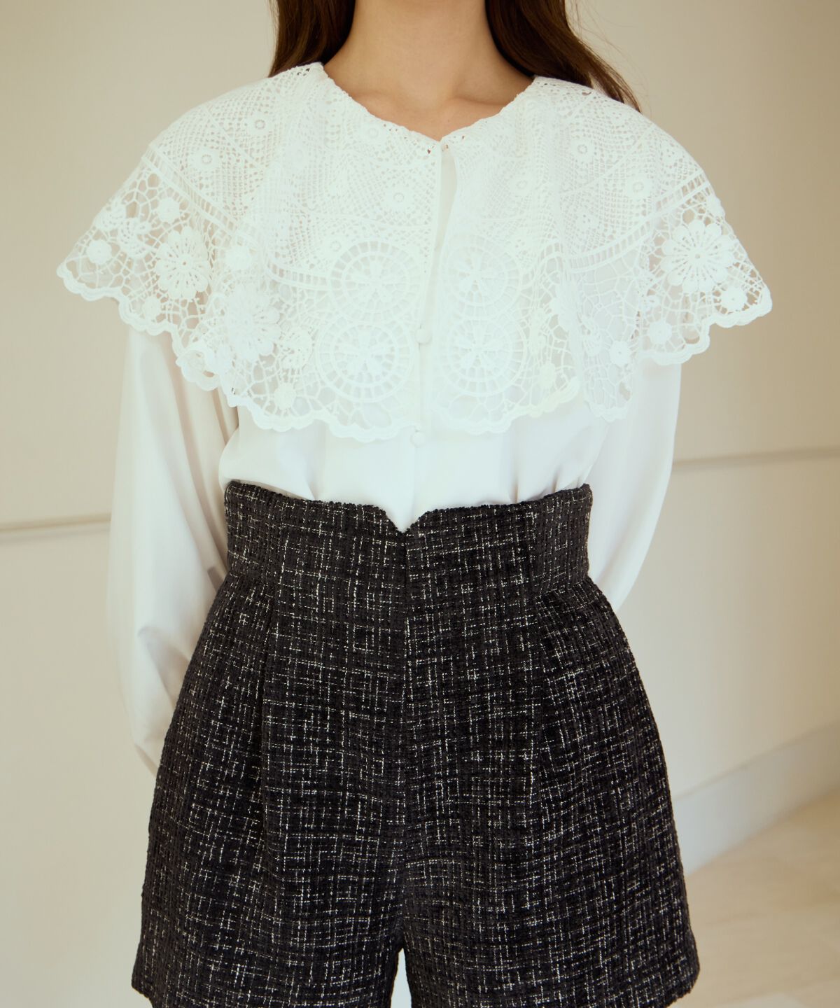 アンドクチュール「レースカラーブラウス」|シャツ・ブラウス|