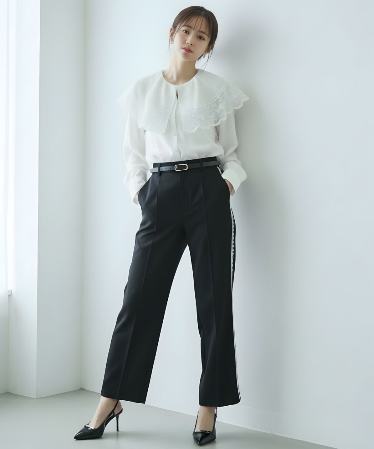 アンドクチュール「レースカラーブラウス」|シャツ・ブラウス|