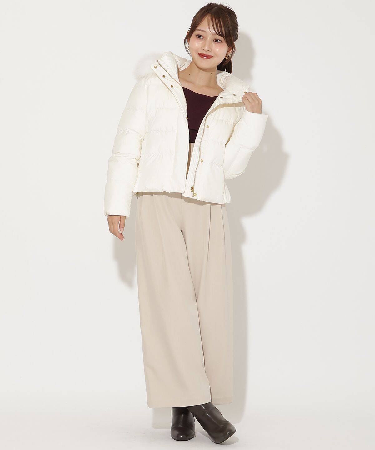 アンドクチュール「FOXファー付きショートダウン」|ダウン|