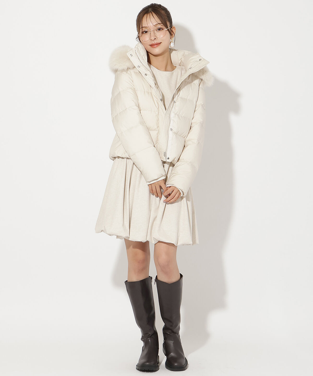 アンドクチュール「FOXファー付きショートダウン」|ダウン|