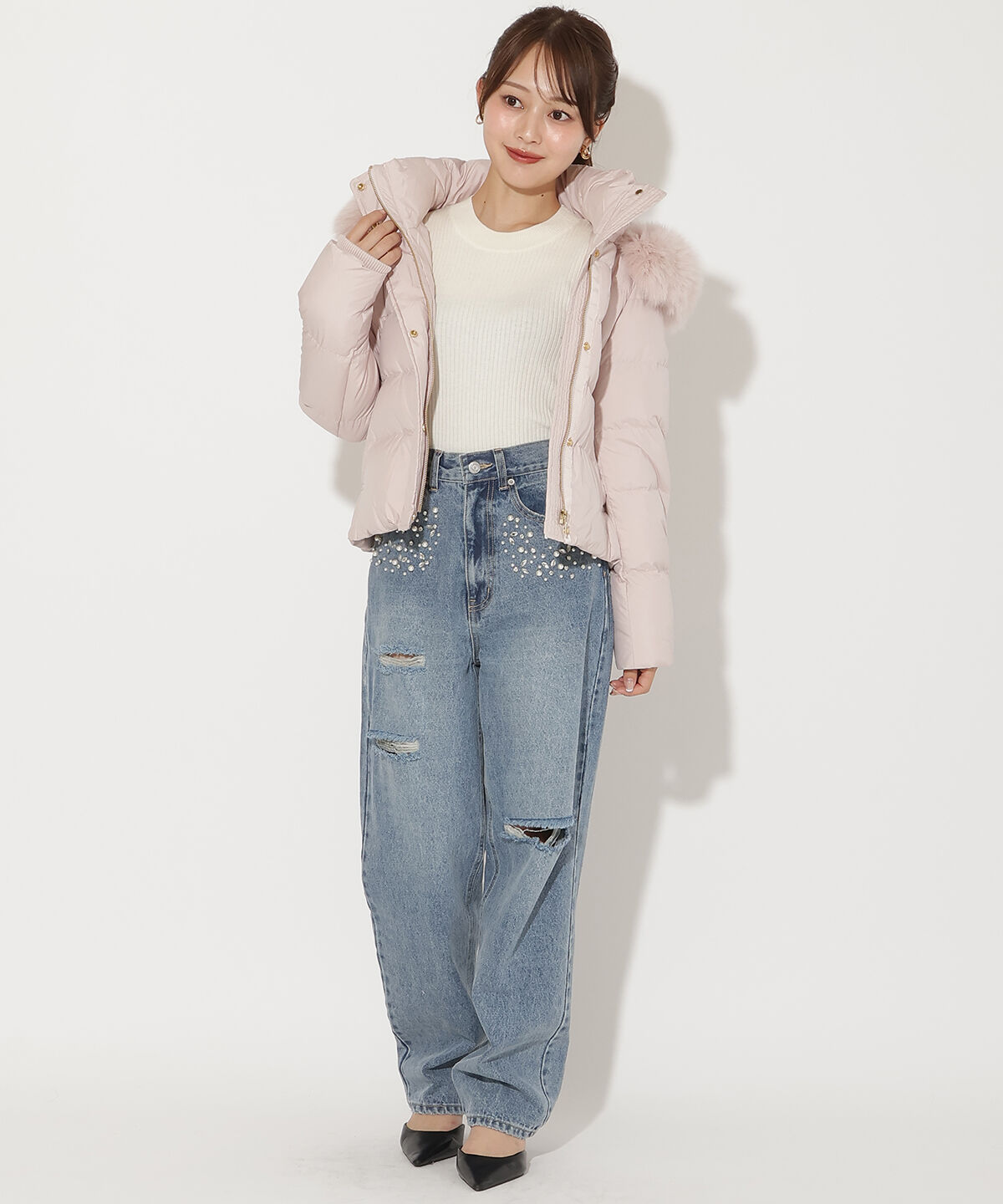 アンドクチュール「FOXファー付きショートダウン」|ダウン|