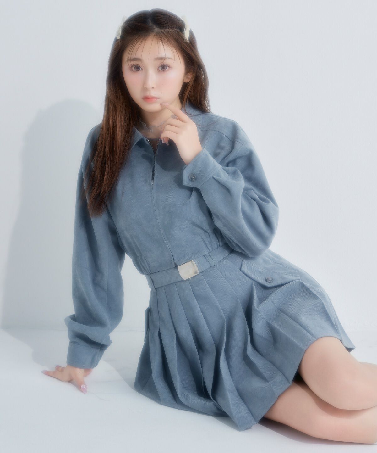 REDYAZEL「フロントジップショートブルゾン」|ブルゾン・スタジャン|サックス