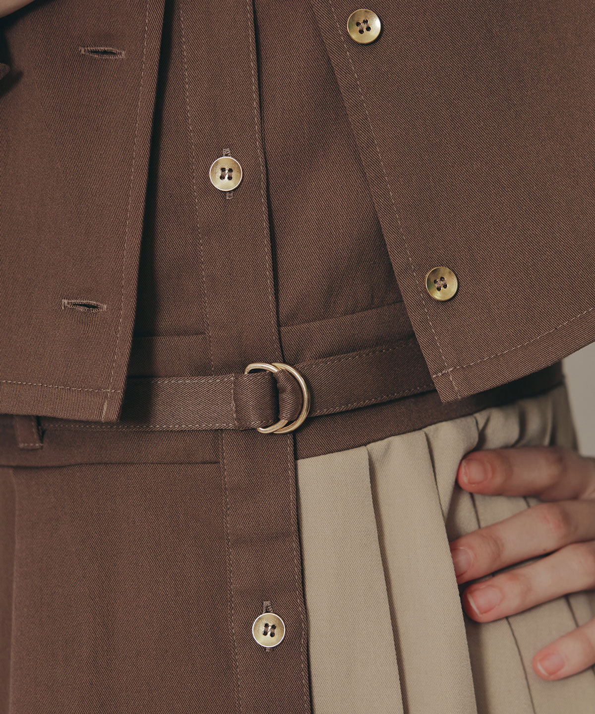 REDYAZEL「バイカラーアシメプリーツロングスリーブシャツワンピース」|ワンピース|