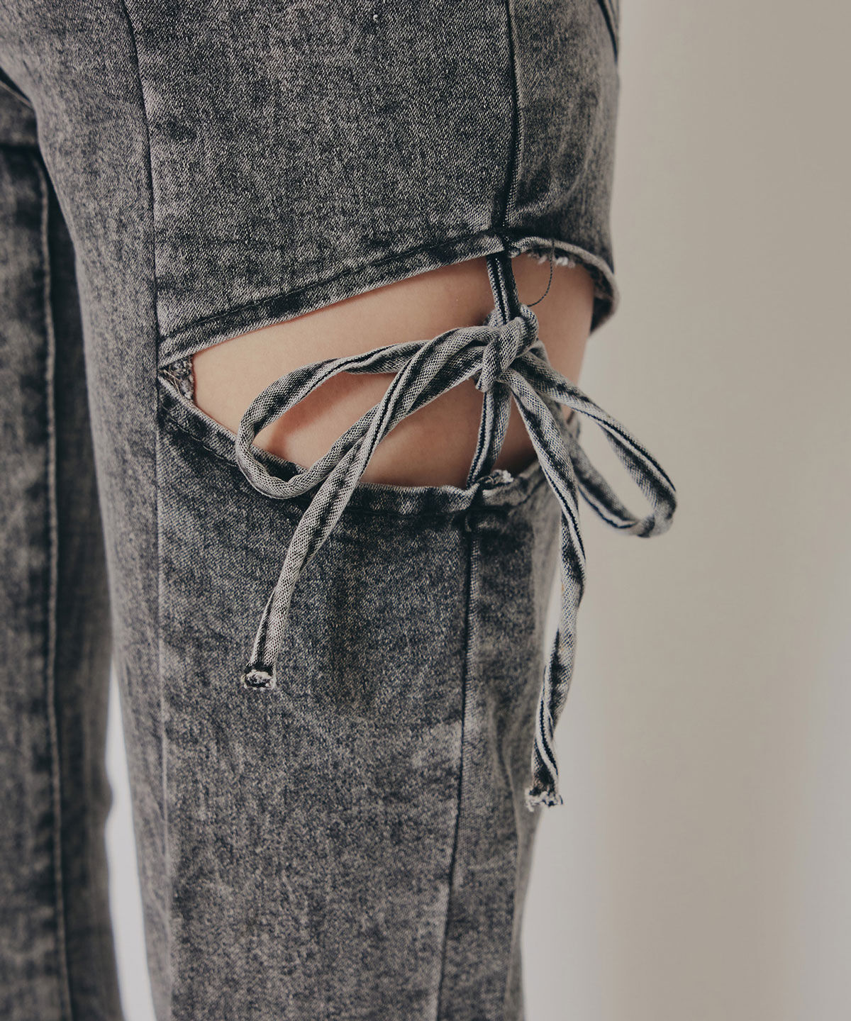 REDYAZEL「カットアウトリボンストレッチデニム」|デニム|