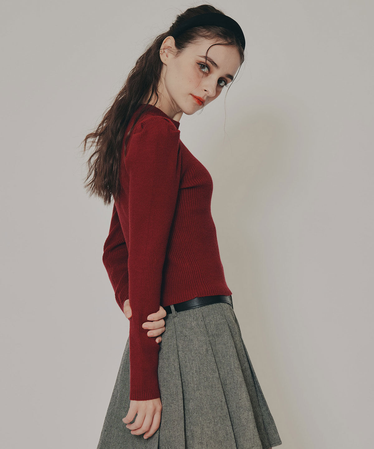REDYAZEL「パワショルボトルネックニットトップス」|ニット・セーター|