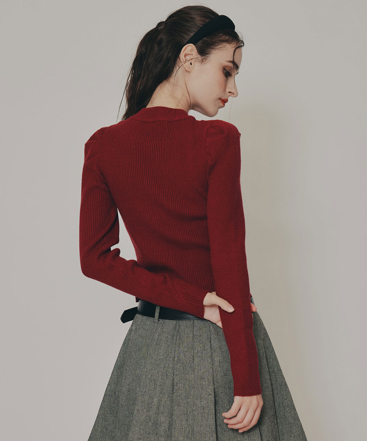 REDYAZEL「パワショルボトルネックニットトップス」|ニット・セーター|