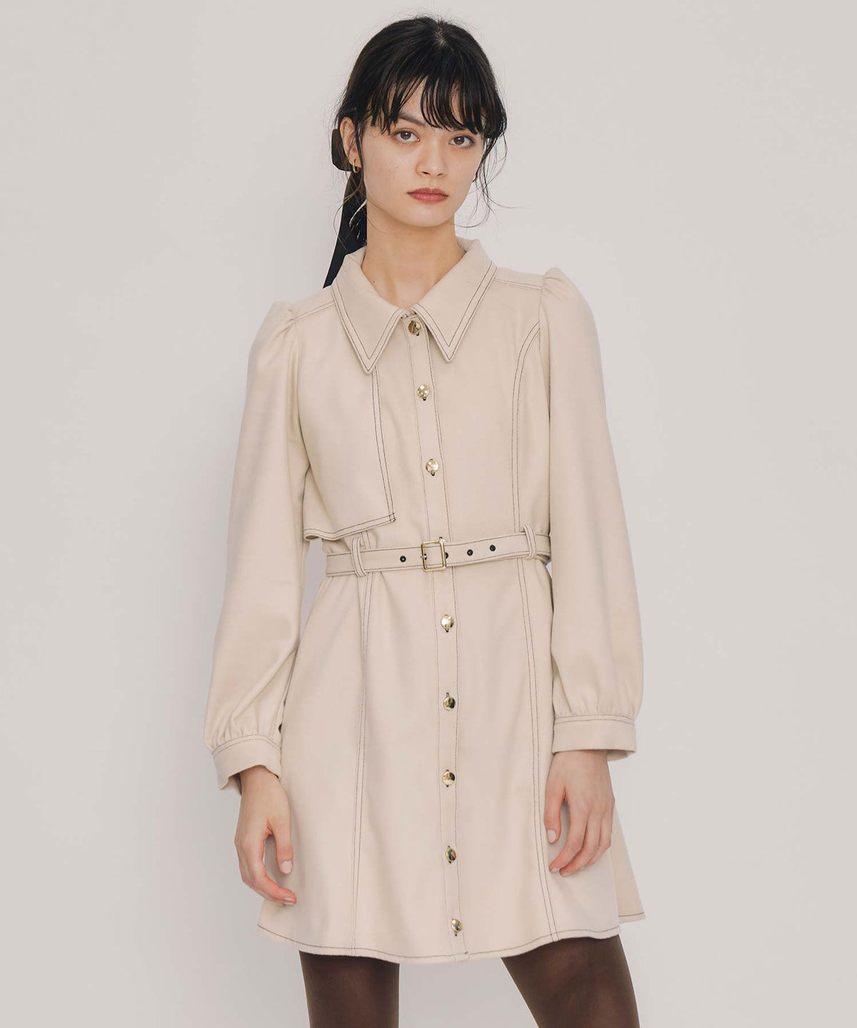 REDYAZEL「バイカラーステッチラインミニワンピース」|ワンピース|ﾗｲﾄﾍﾞｰｼﾞｭ