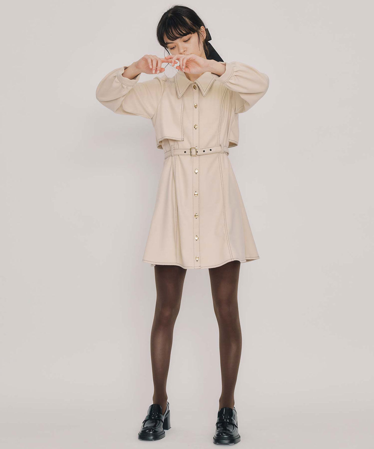 REDYAZEL「バイカラーステッチラインミニワンピース」|ワンピース|